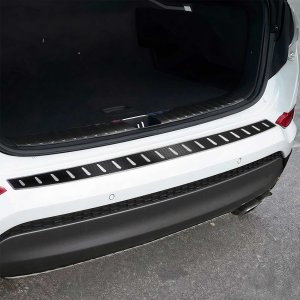 Hyundai Tucson Rear Bumper Sill Cover - Omac - S.Steel + Carbon Foiled - Gloss Silver - 2016-2018